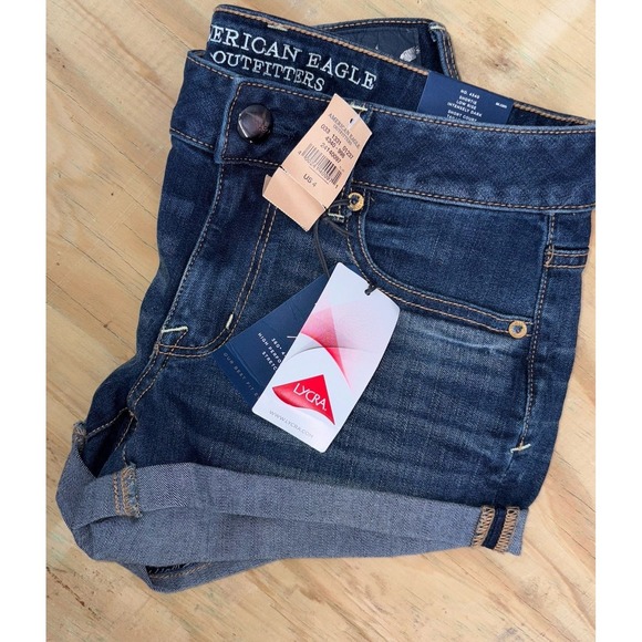 American Eagle Outfitters Pants - New American Eagle AEO Low Rise Super Stretch Denim Shortie Dark Wash 4‎